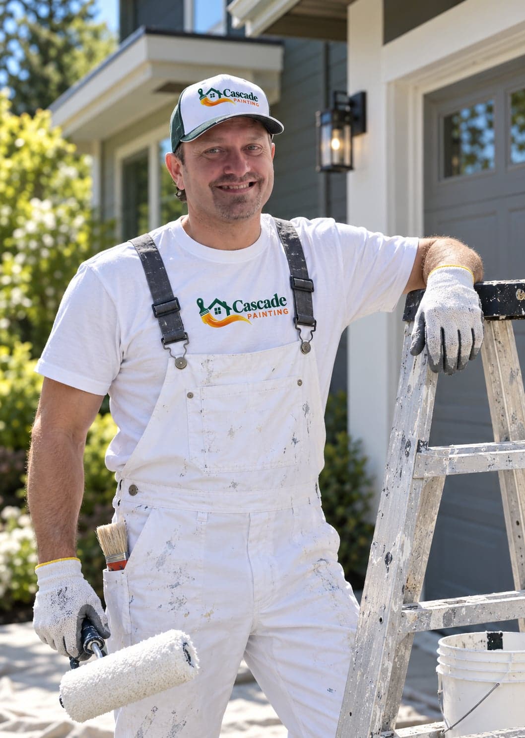 Owner of Cascade Painting holding a paint roller